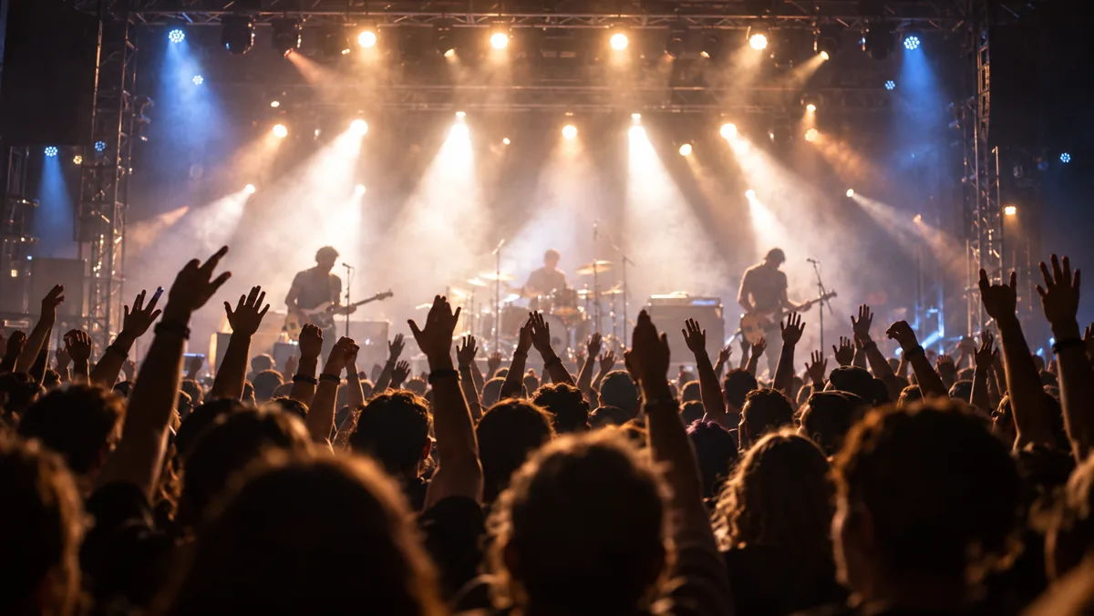 Bühnenlicht und Publikum bei einem Konzert